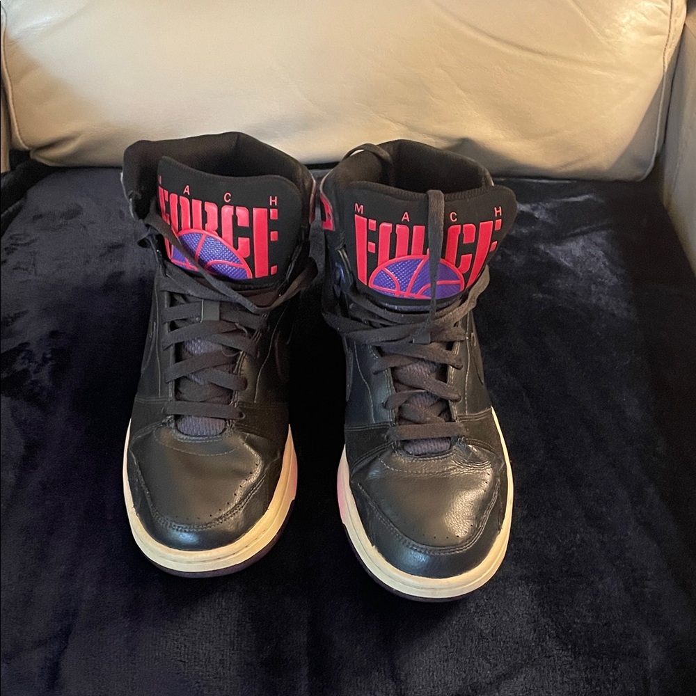Nike Mach Force Black‎ and Purple High-Top Sneakers